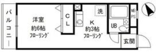 昭島コートエレガンスB(1K/2階)の間取り写真