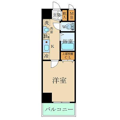 スパシエフィールドS新都心(1K/2階)の間取り写真