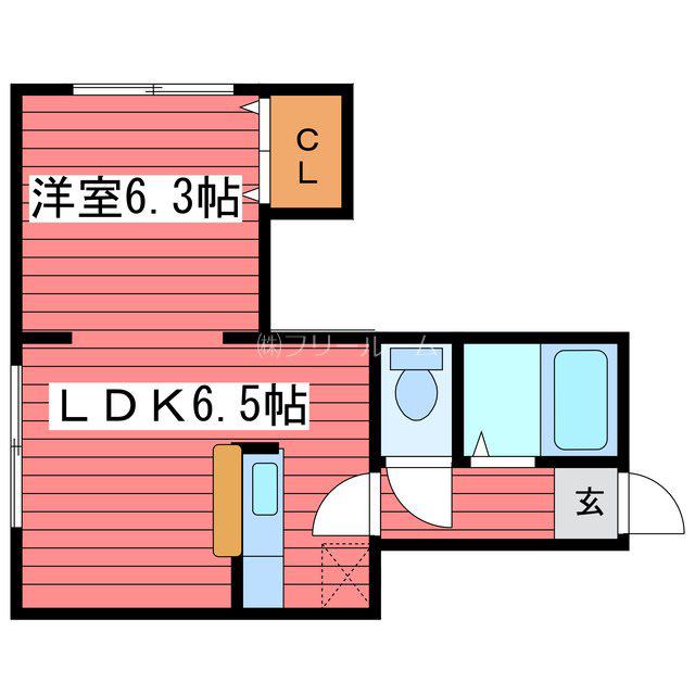 キラメック月寒中央(1DK/2階)の間取り写真