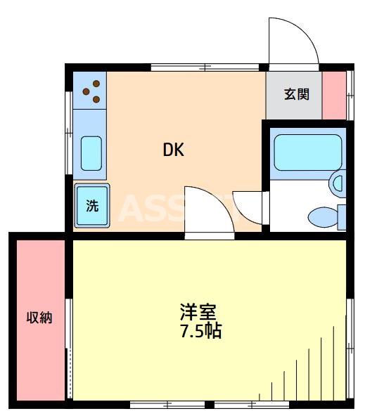 ドミールイシイ(1DK/1階)の間取り写真
