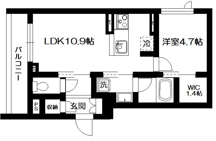 ヴィラデルソル(1LDK/2階)の間取り写真