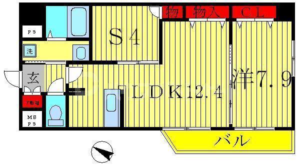 INSURANCE BLDG.VI(2LDK/2階)の間取り写真