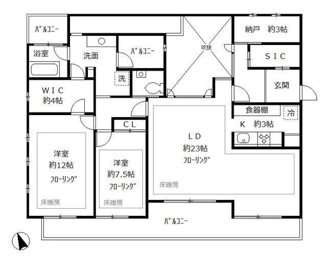 テソロ麻布笄町(2SLDK/2階)の間取り写真