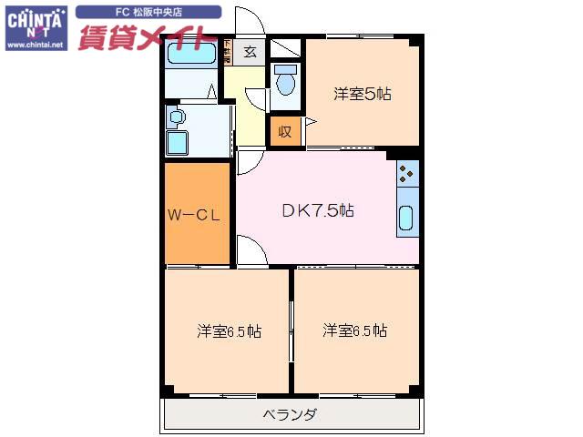 レジデンス善(3DK/2階)の間取り写真