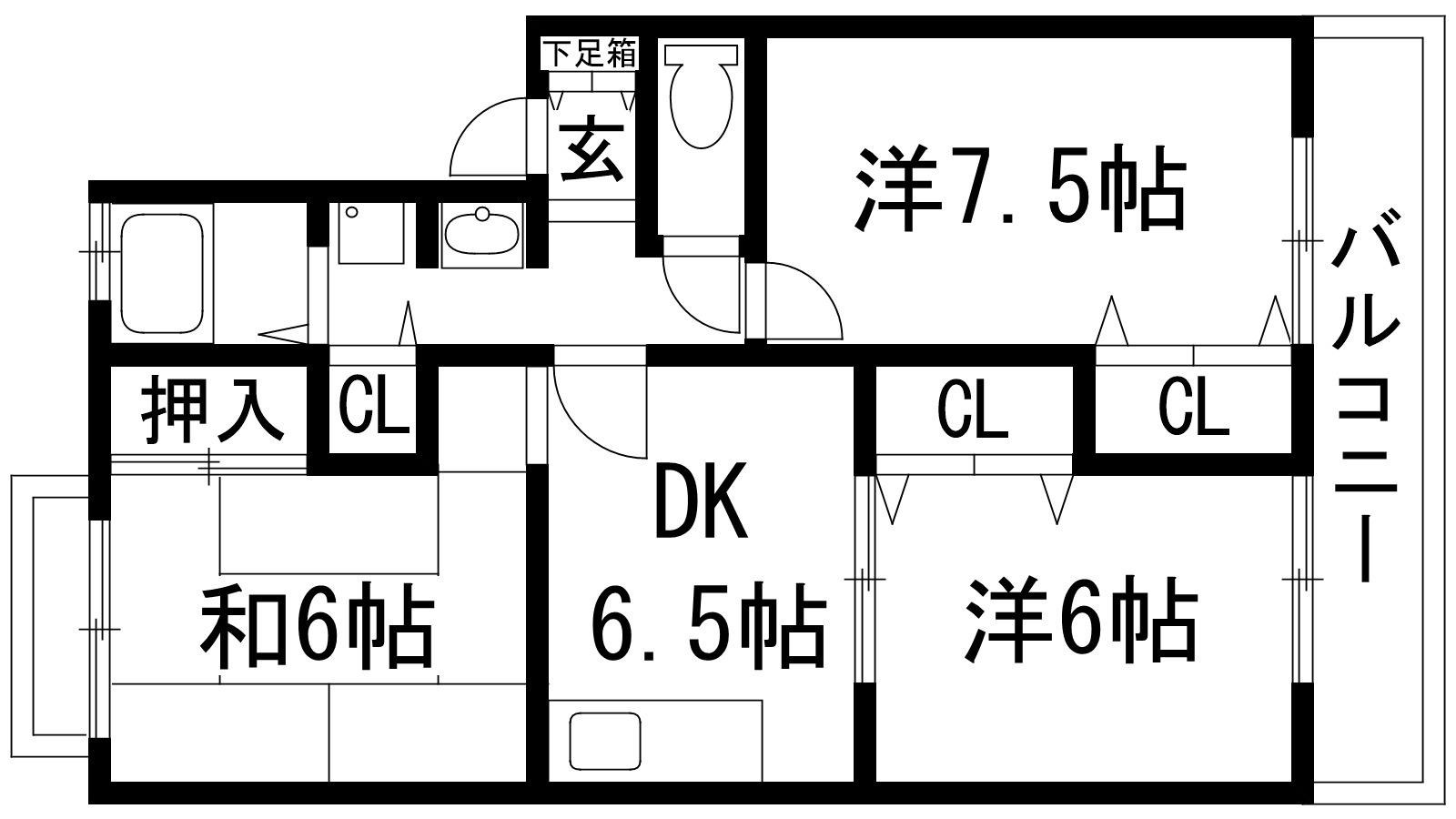ウエストハイム(3DK/2階)の間取り写真