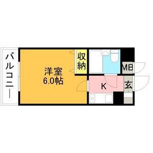 メゾン・ド・天神(1K/4階)の間取り写真