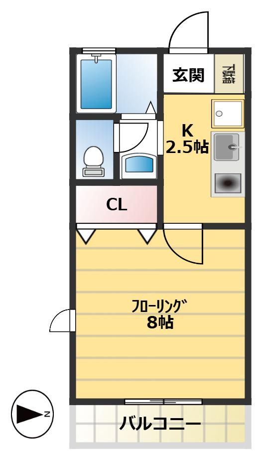 リラ花小金井ウエスト(1K/2階)の間取り写真