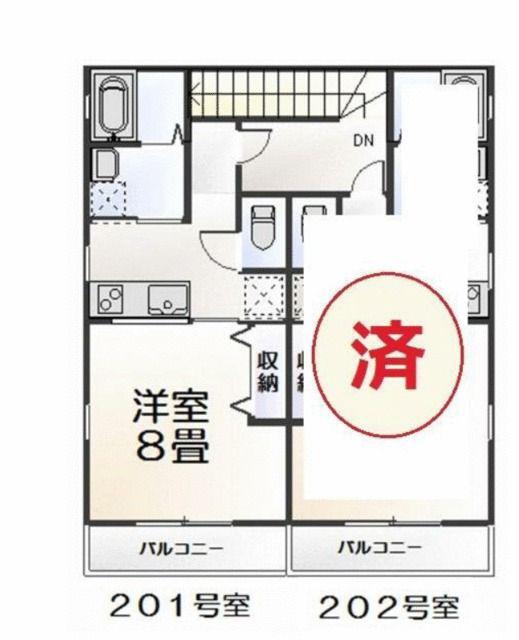 セレーノ(1K/2階)の間取り写真