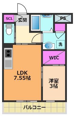 キニスム東五百住町3丁目(1LDK/1階)の間取り写真
