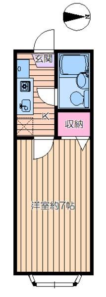 シャンブル綾瀬H(1K/2階)の間取り写真