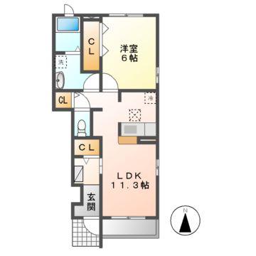 カーサ・プリムラ(1LDK/1階)の間取り写真