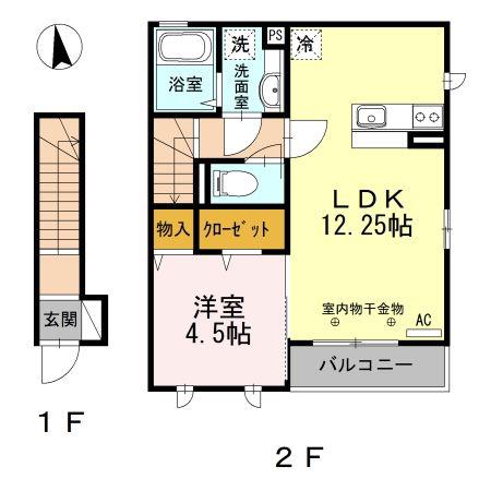 ラヴェール美松(1LDK/2階)の間取り写真