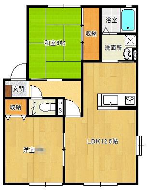 エスポワール(2LDK/1階)の間取り写真