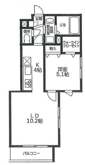 ラシュレハタゴ(1LDK/2階)の間取り写真