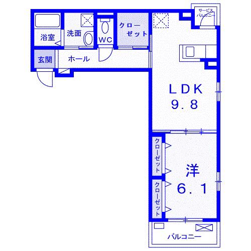 メゾンド・ソレイユ(1LDK/2階)の間取り写真