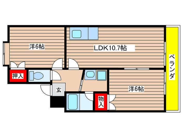 ペルテ1(2LDK/1階)の間取り写真