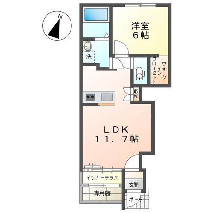 田代新町アパート(1LDK/1階)の間取り写真