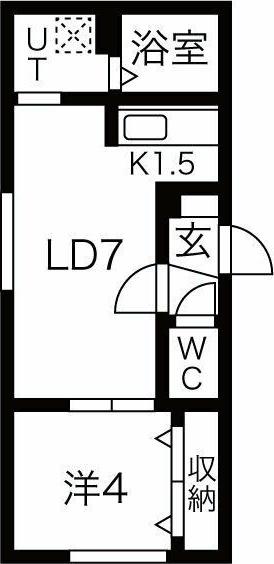 ラフィネ ジュ豊平公園(1LDK/2階)の間取り写真