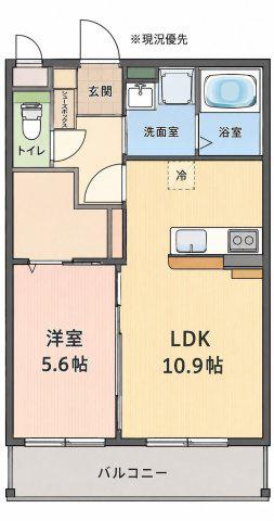BLISS小池原(1LDK/4階)の間取り写真