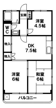 常盤台ハイツ(3DK/2階)の間取り写真