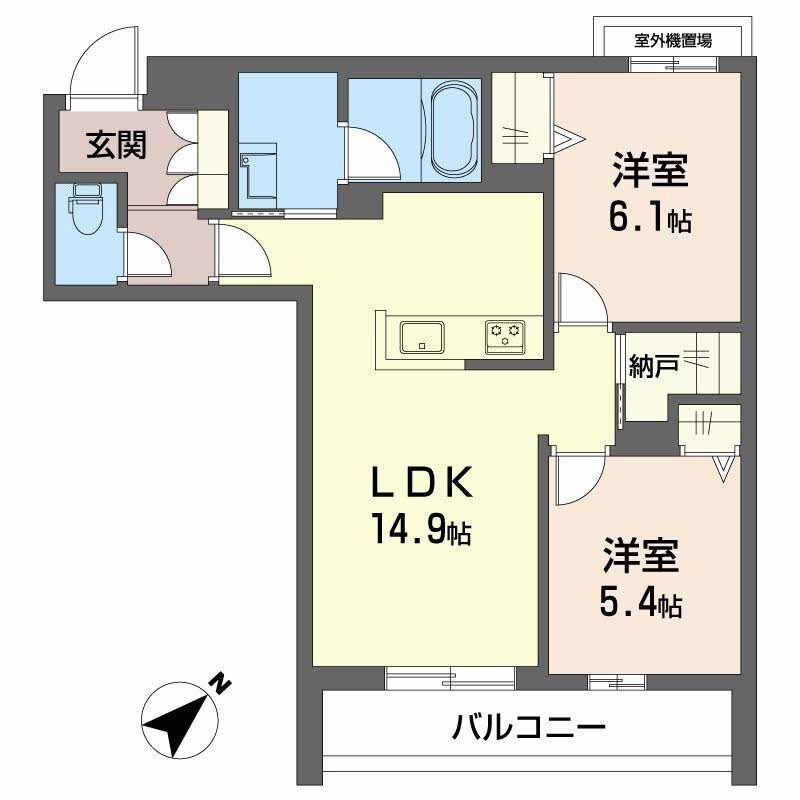 シャーメゾン ペイ ドゥ レーヴ(2LDK/2階)の間取り写真