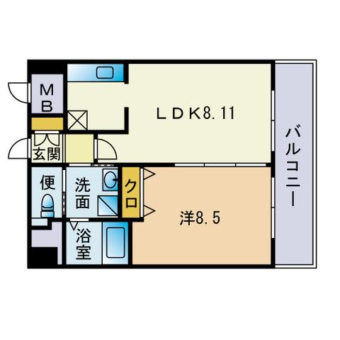 CASSIA博多イースト(1LDK/10階)の間取り写真