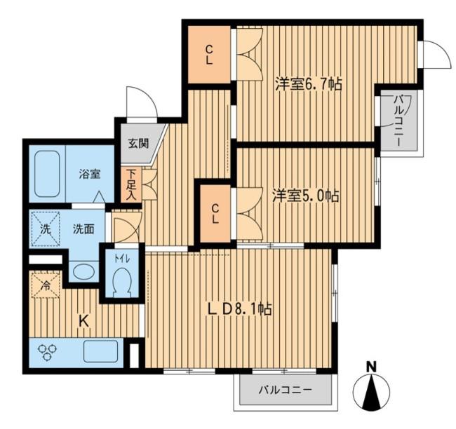 元麻布フォレストプラザII(2DK/3階)の間取り写真