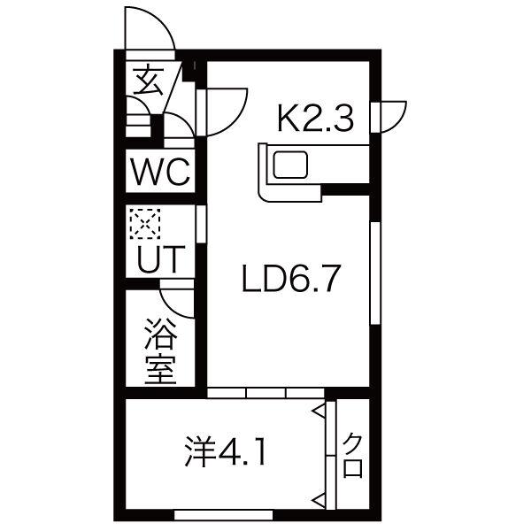 サンステージS5W12 B棟(1LDK/3階)の間取り写真