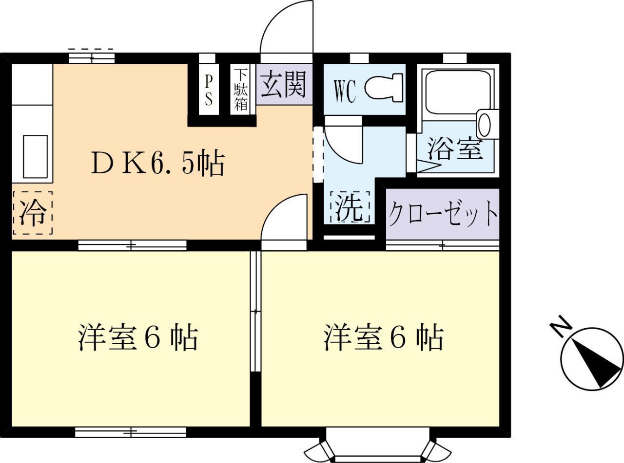 サン・ドエルC(2DK/2階)の間取り写真