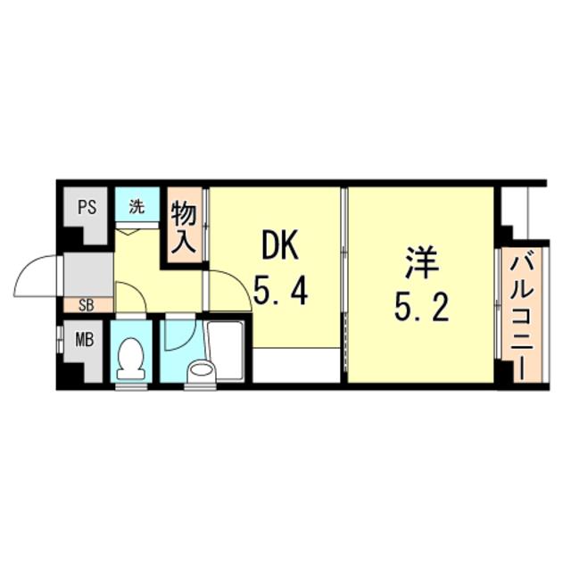 シャルム兵庫(1DK/3階)の間取り写真