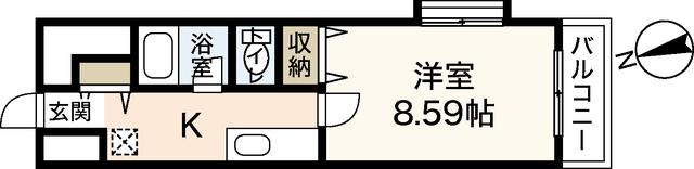 コスモ平和大通(1K/10階)の間取り写真