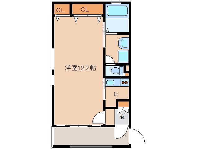 キューブ(1K/3階)の間取り写真