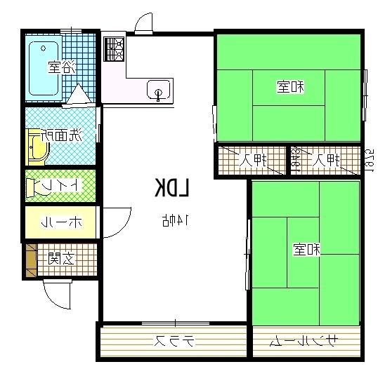 クレストピア(2LDK/2階)の間取り写真