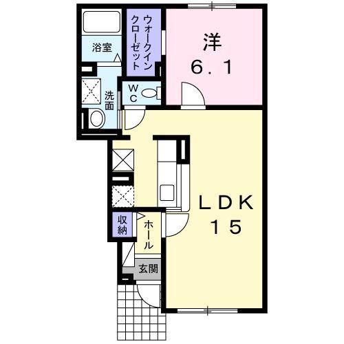 ノースヒルズ(1LDK/1階)の間取り写真