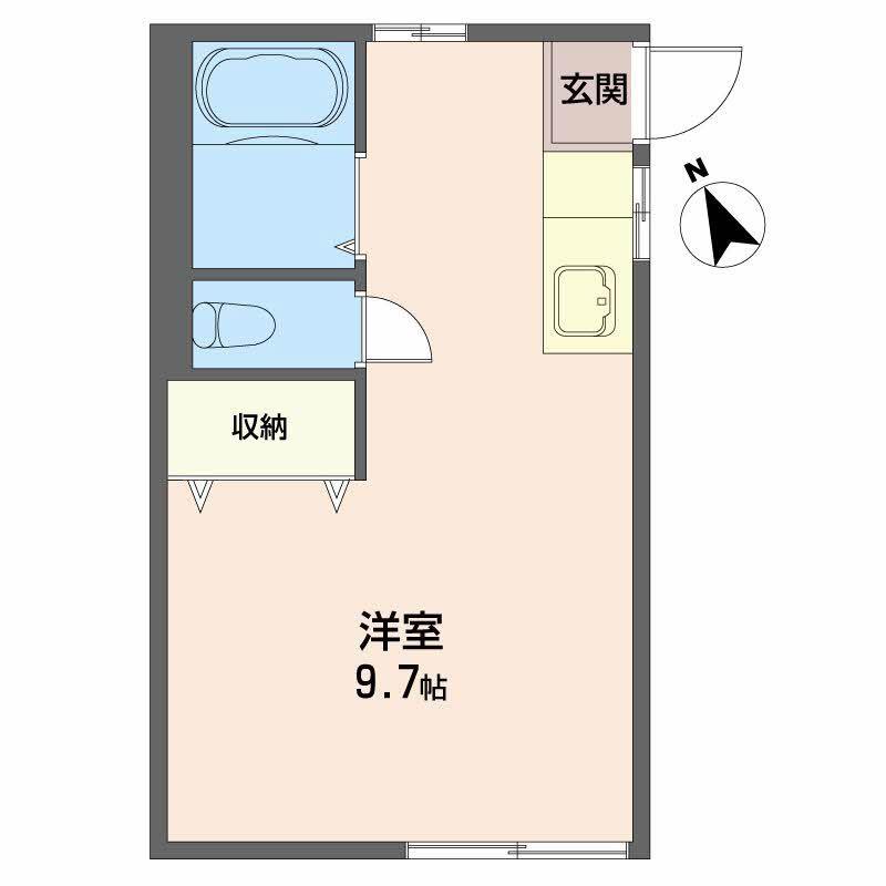タウンコーポKN(ワンルーム/2階)の間取り写真