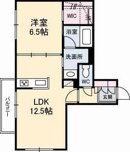 ラ・パーチェ(1LDK/2階)の間取り写真