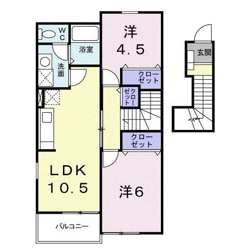 センプリーチェA(2LDK/2階)の間取り写真