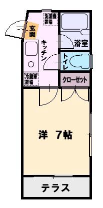 SST湘南台(1K/2階)の間取り写真