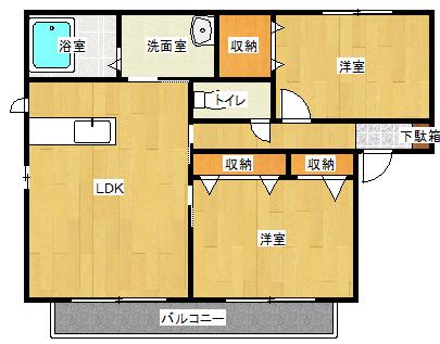 シャーメゾン大橋D棟(2LDK/1階)の間取り写真