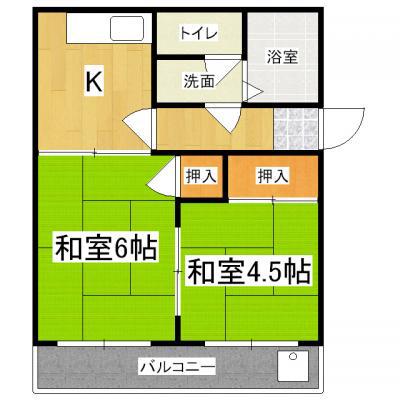 マエダハイツ(2K/3階)の間取り写真