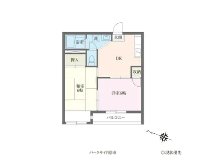 パークサイド原市(2DK/2階)の間取り写真