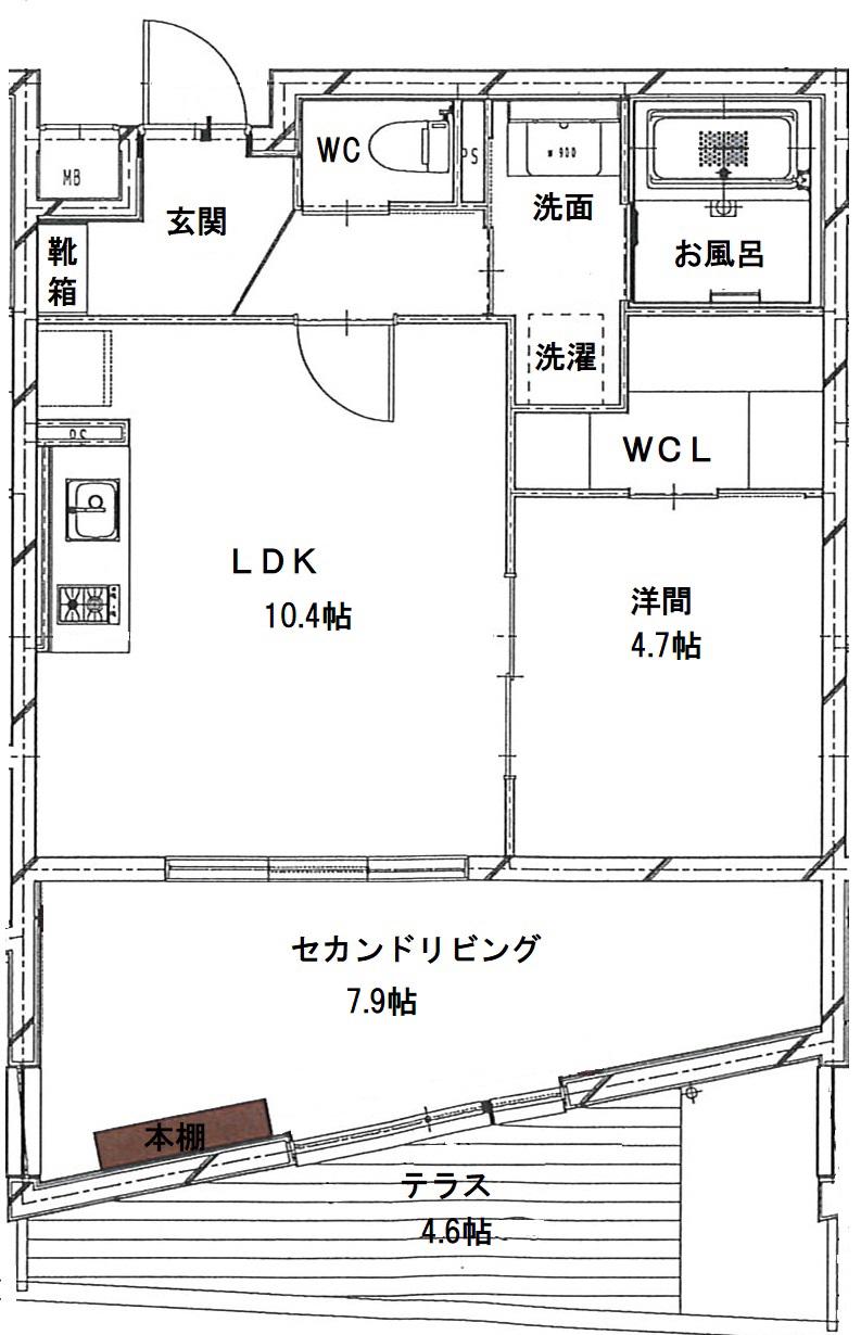 モンテルーチェ医学部前(2LDK/1階)の間取り写真