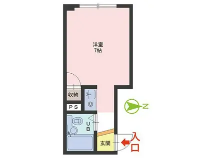 えちぜん鉄道三国線 田原町駅(福井) 徒歩11分 3階建 築40年(ワンルーム/1階)の間取り写真
