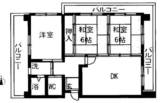 クリーンピア広畑夢前川(3DK/4階)の間取り写真