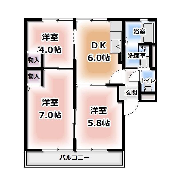 クレセールメゾンC(3DK/1階)の間取り写真