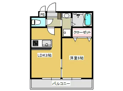丸惣マンション(1LDK/3階)の間取り写真