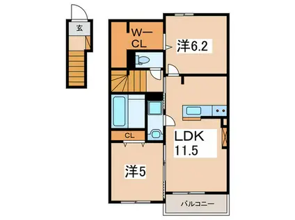 ル・グラン(2LDK/2階)の間取り写真