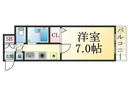 モダンアパートメント神戸新長田(1K/2階)の間取り写真