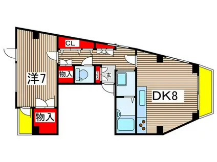 よつばビル(1DK/4階)の間取り写真