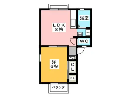 アーバンヤマモト(1LDK/2階)の間取り写真